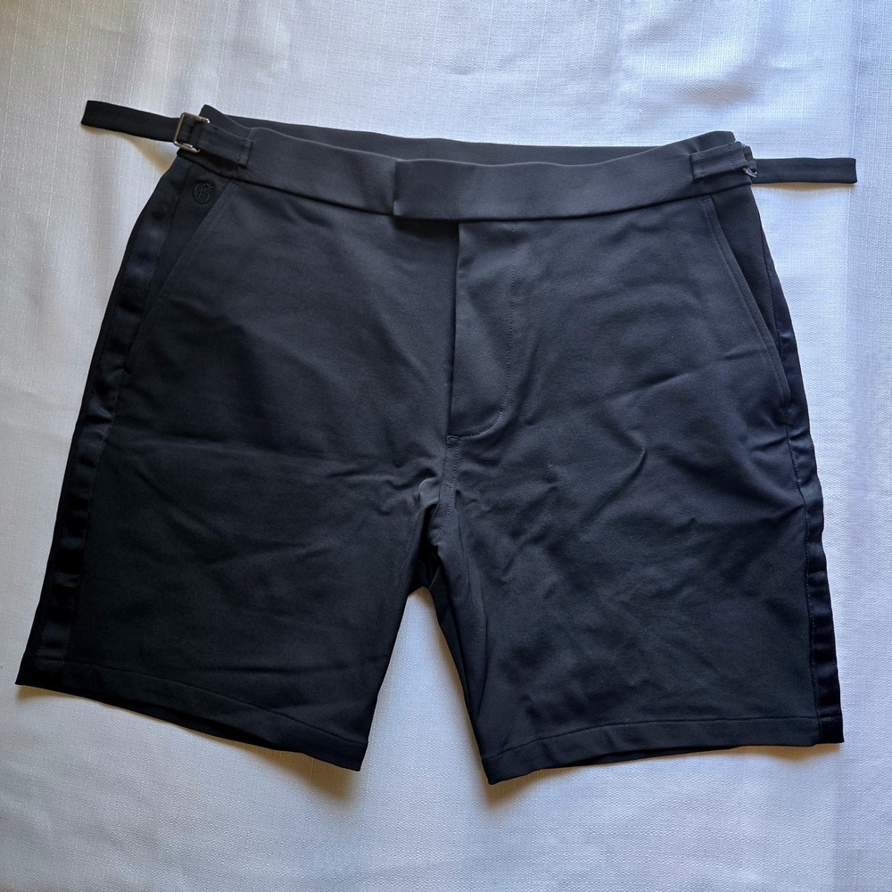 Greyson Mens Black Side Adjuster Golf Shorts Size 34 Grosgrain Stripe Tech